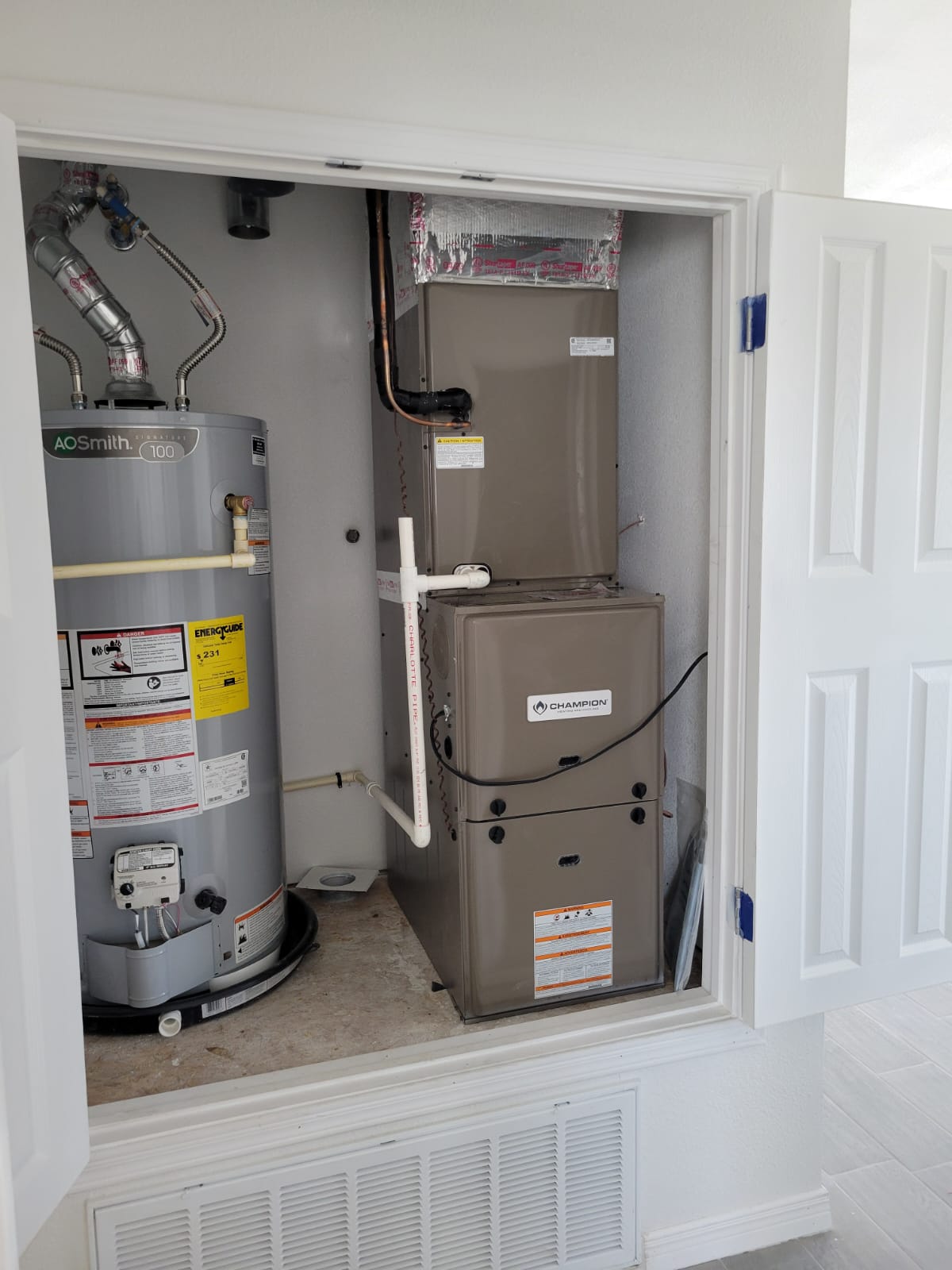 HVAC equipment in utility closet
