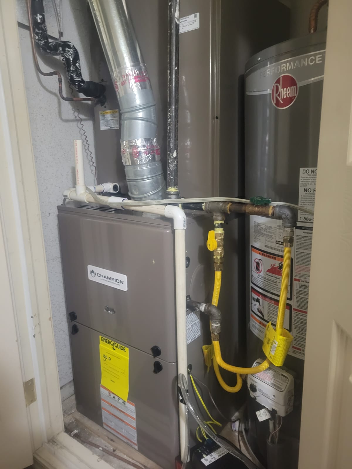HVAC installation in a residential home closet