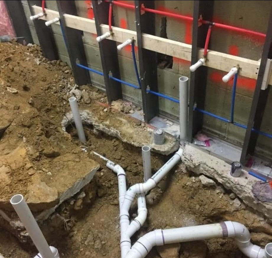 Excavation work for plumbing installation