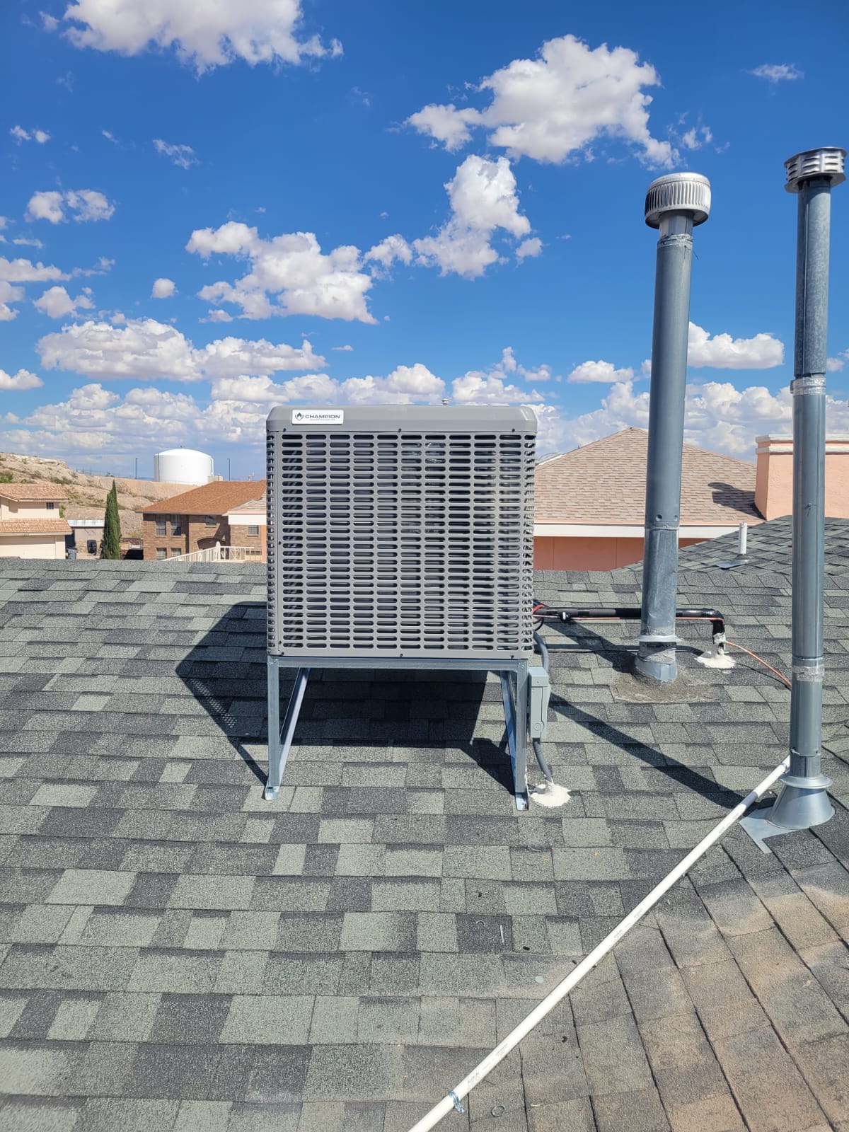 Rooftop condenser unit installed